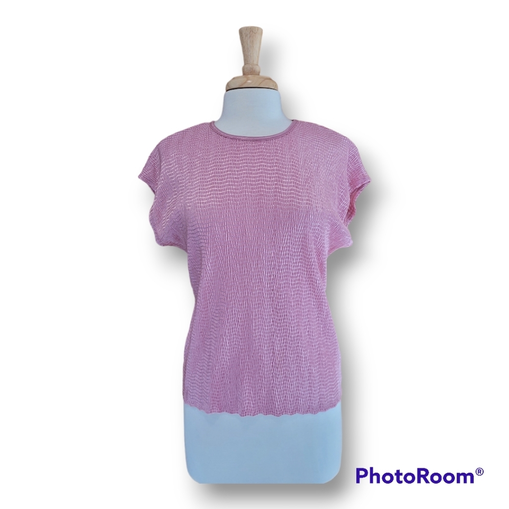 Elementz Dusky Pink Short Sleeve Textured Top. Size S